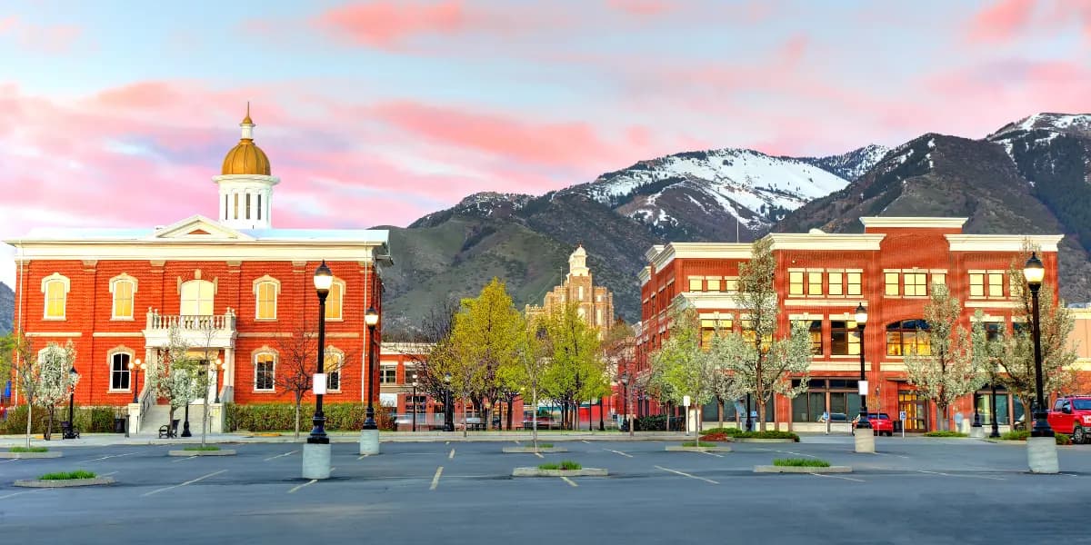 Image looking at buildings in Logan, Utah