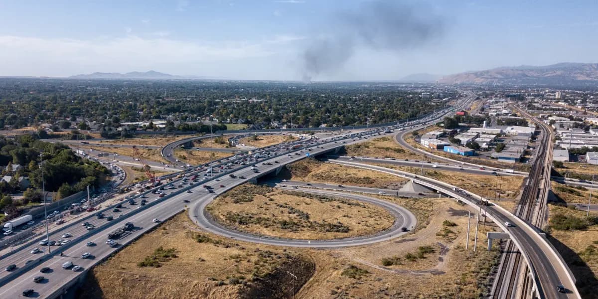 Image overlooking freeway running through to West Valley Utah